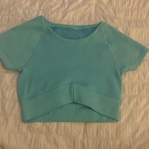 Offline Aerie Teal Ribbed Crop Top